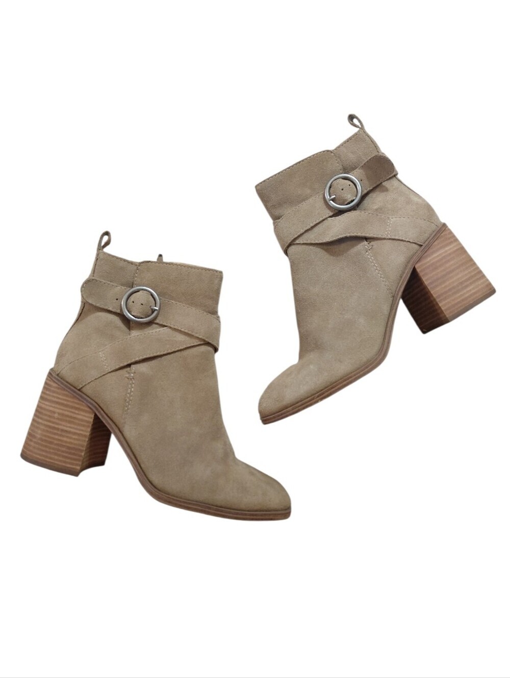 Crown Vintage Tan Suede Ankle Booties with Buckle 9 M